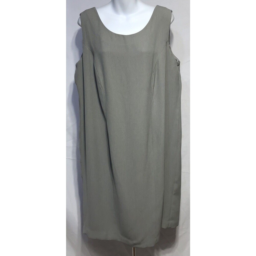 Charter Club Sleeveless Sheath Midi Dress 16W Gray Lined Slit Career Work